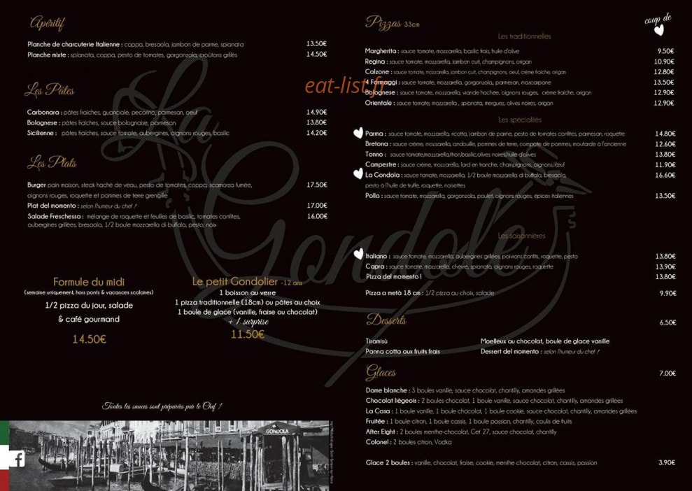La Gondole — carte page 1