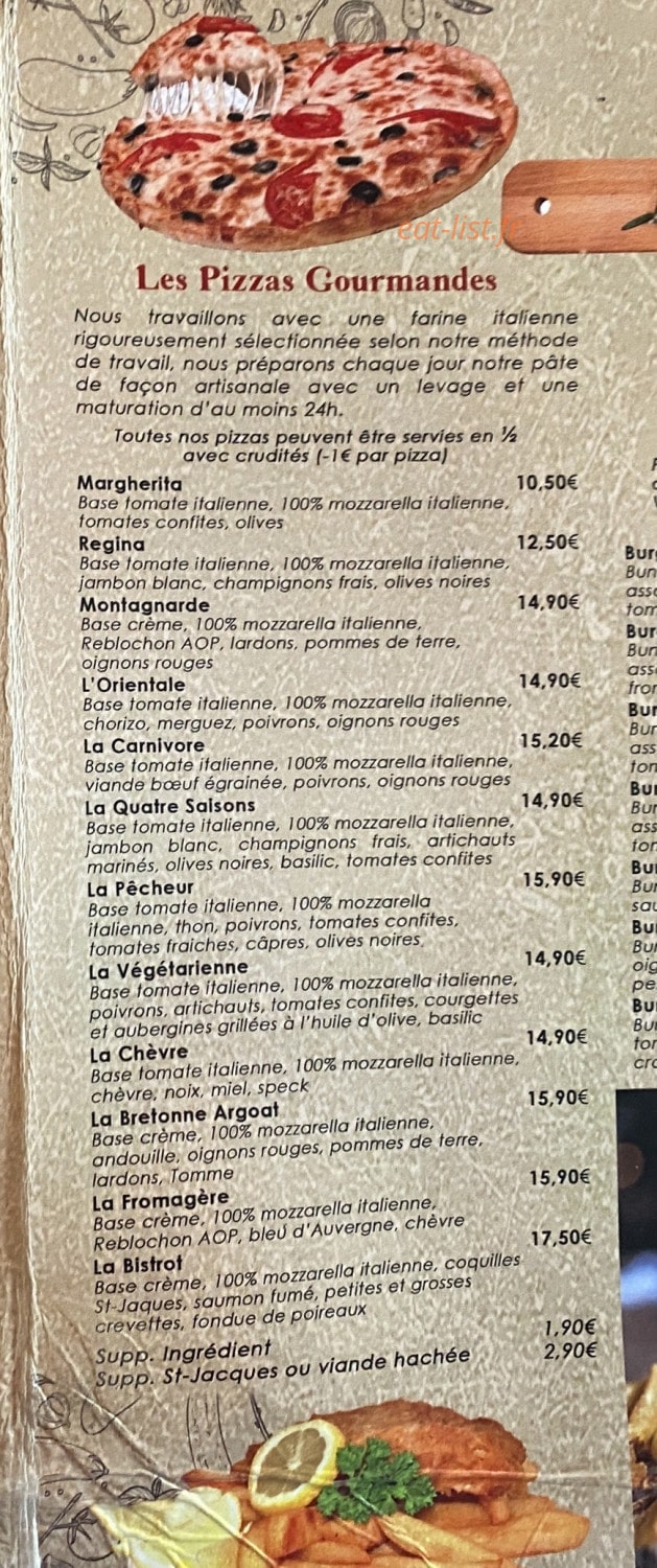 Au bistrot gourmand — carte page 1