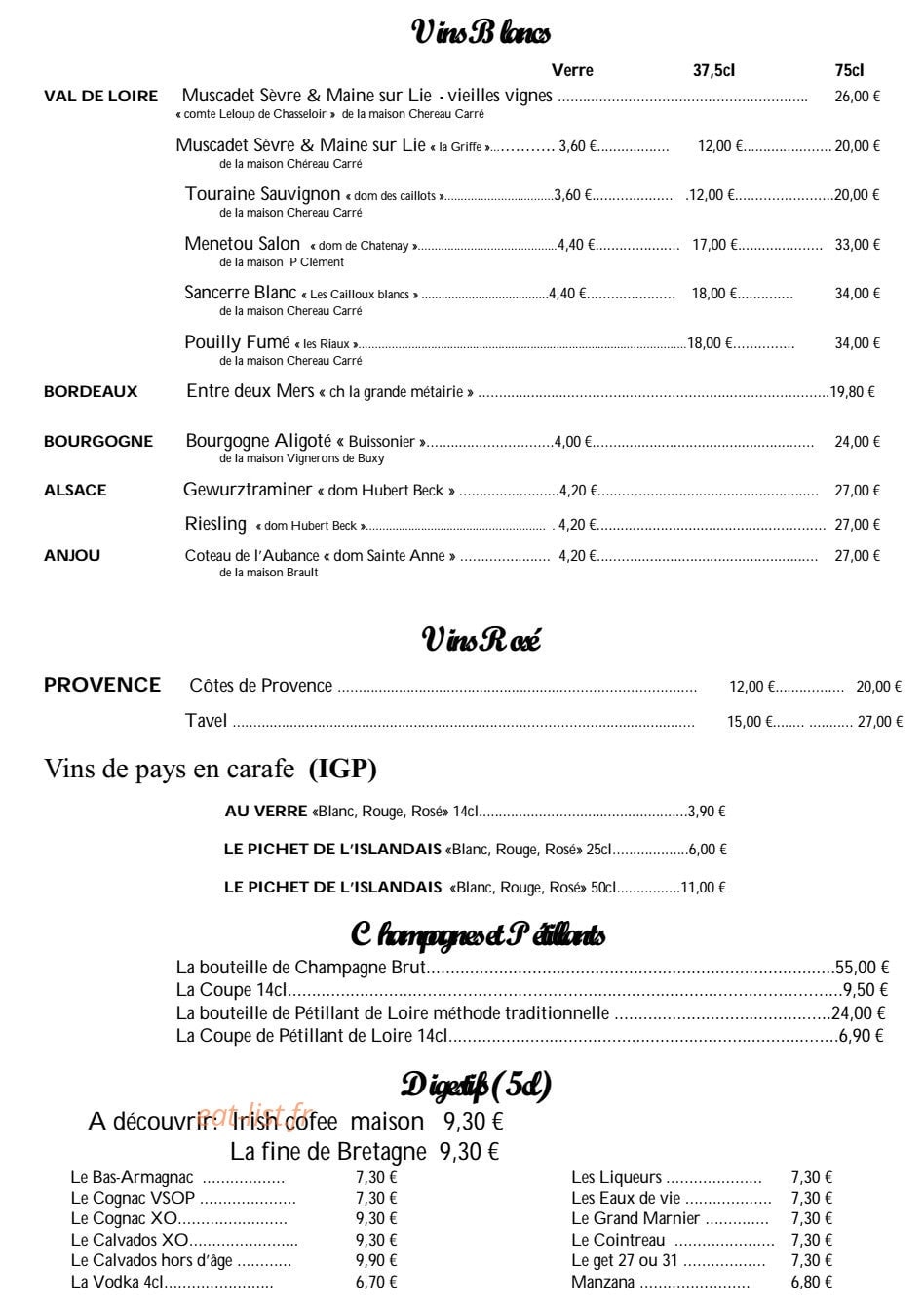 Crêperie L'Islandais — carte page 11