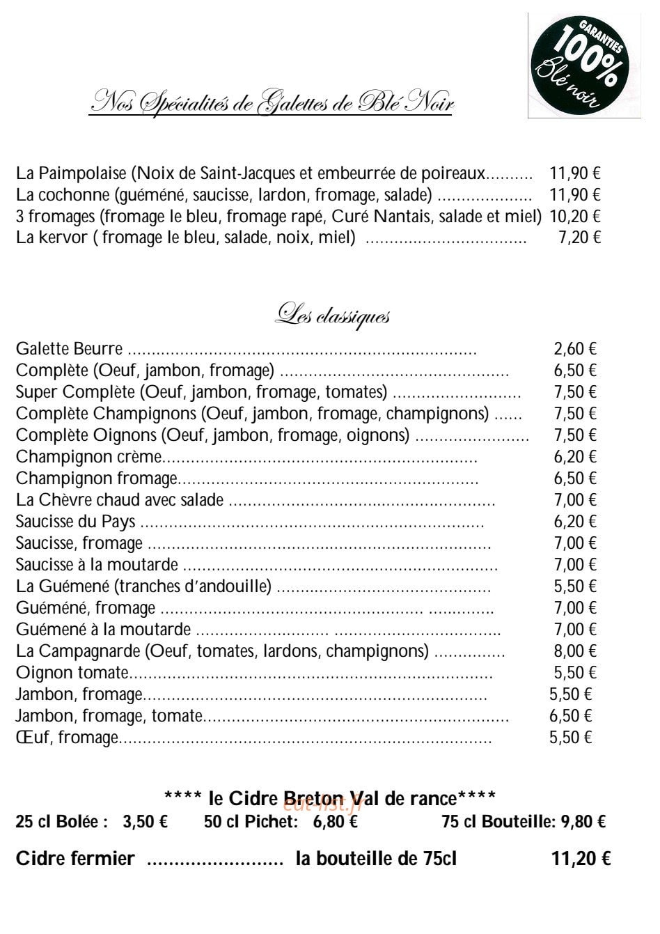 Crêperie L'Islandais — carte page 8