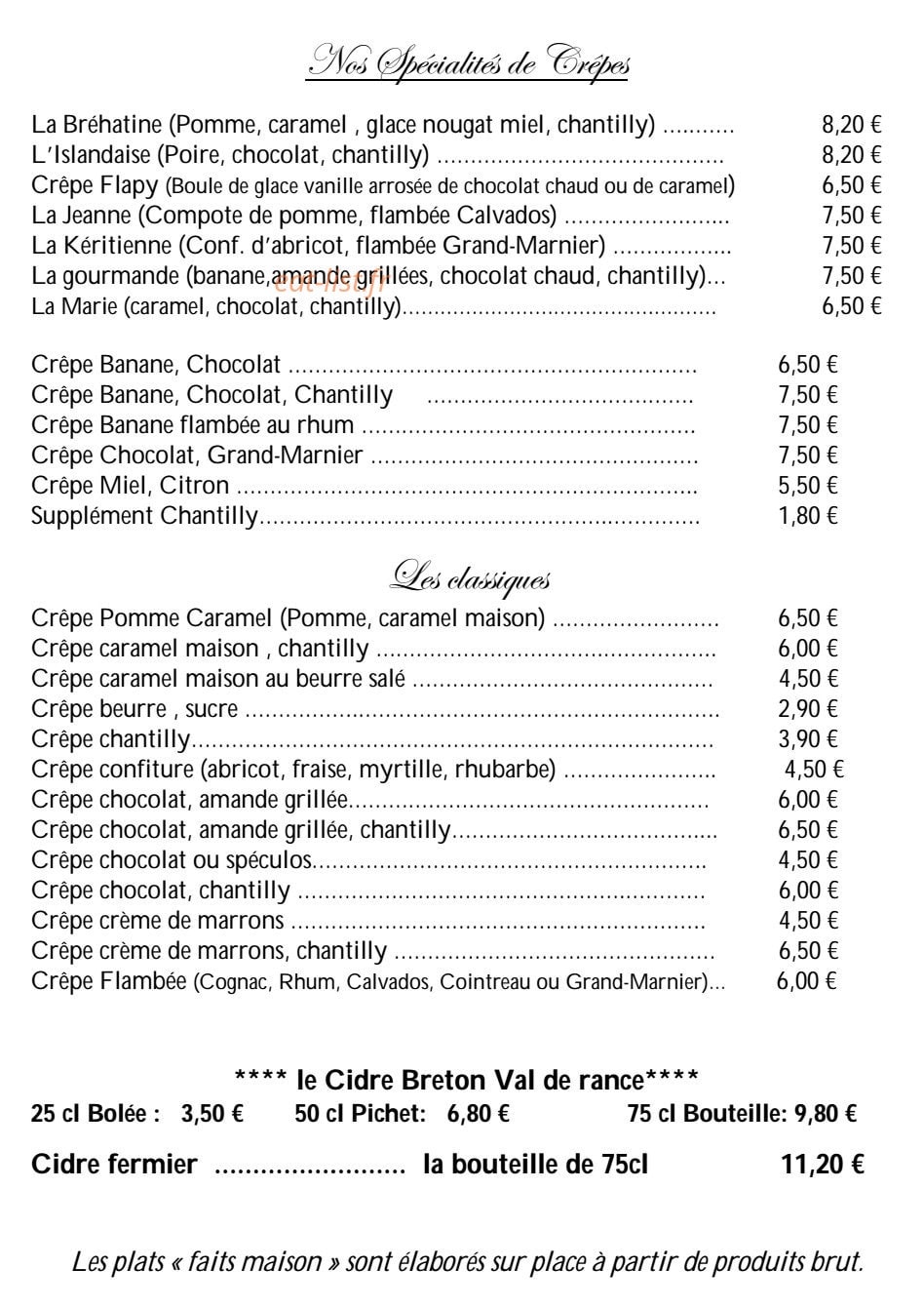 Crêperie L'Islandais — carte page 9