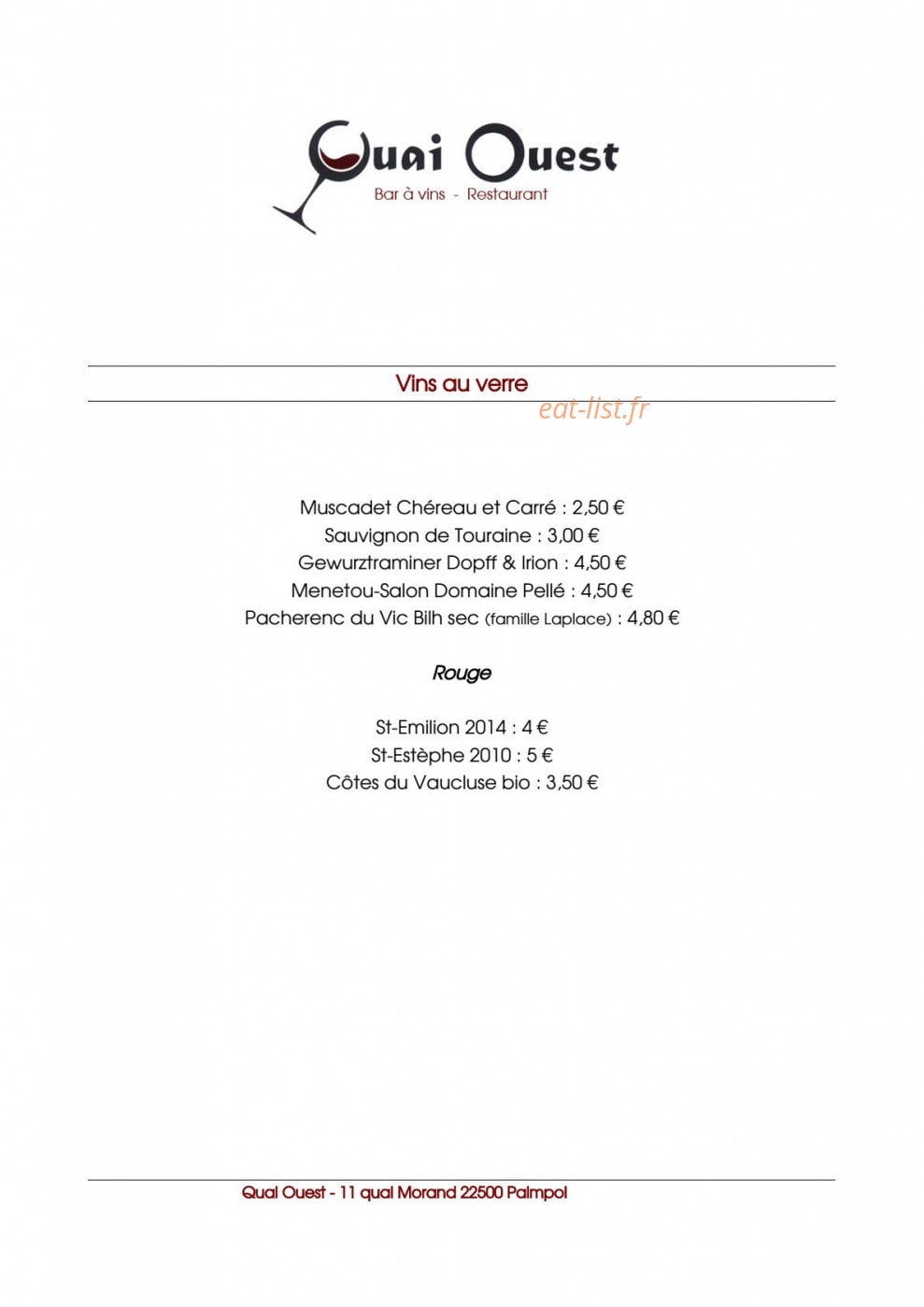 Le Quai Ouest — carte page 6
