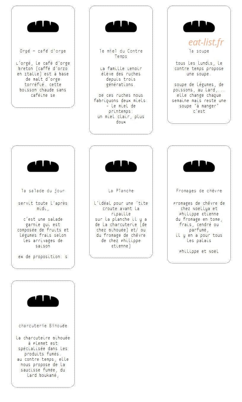 Le Contre Temps — carte page 2