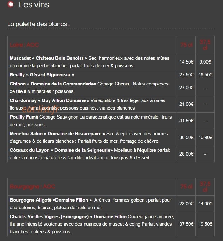 Brasserie Nord-Sud — carte page 14