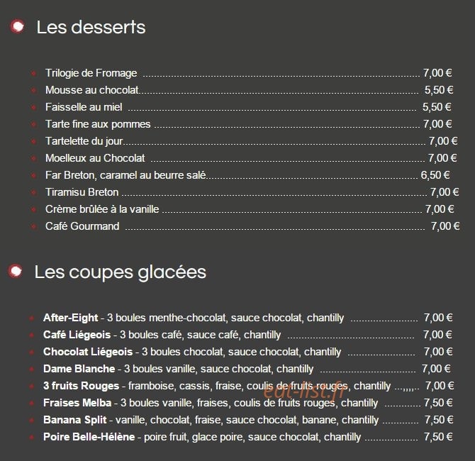 Brasserie Nord-Sud — carte page 12