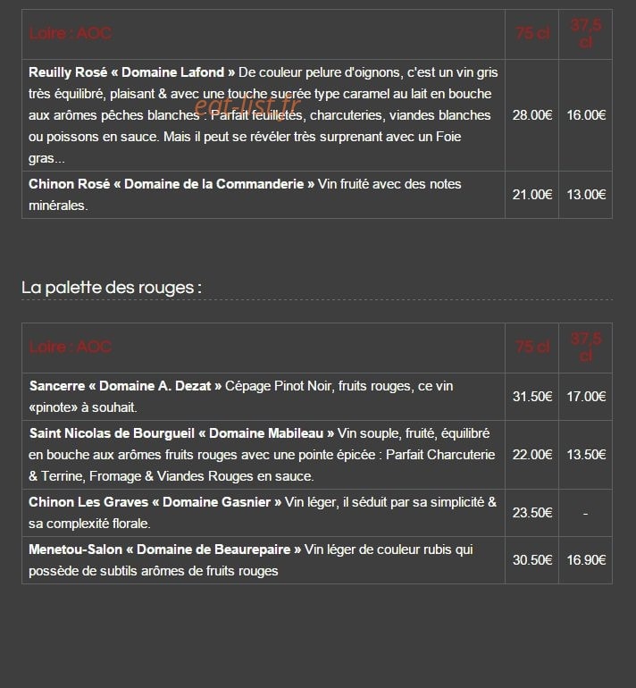 Brasserie Nord-Sud — carte page 18