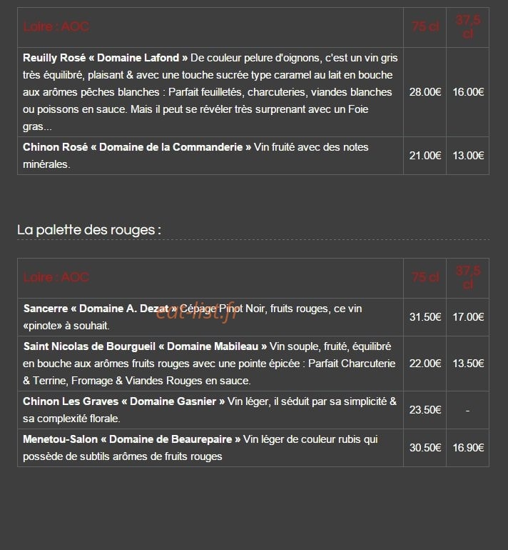 Brasserie Nord-Sud — carte page 17