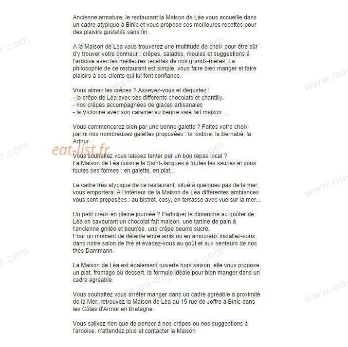 La Maison de Léa — carte page 1