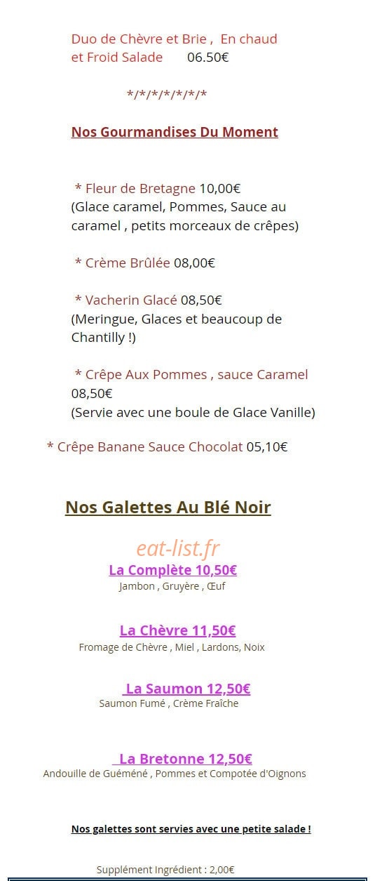 Le Beau Rivage — carte page 2