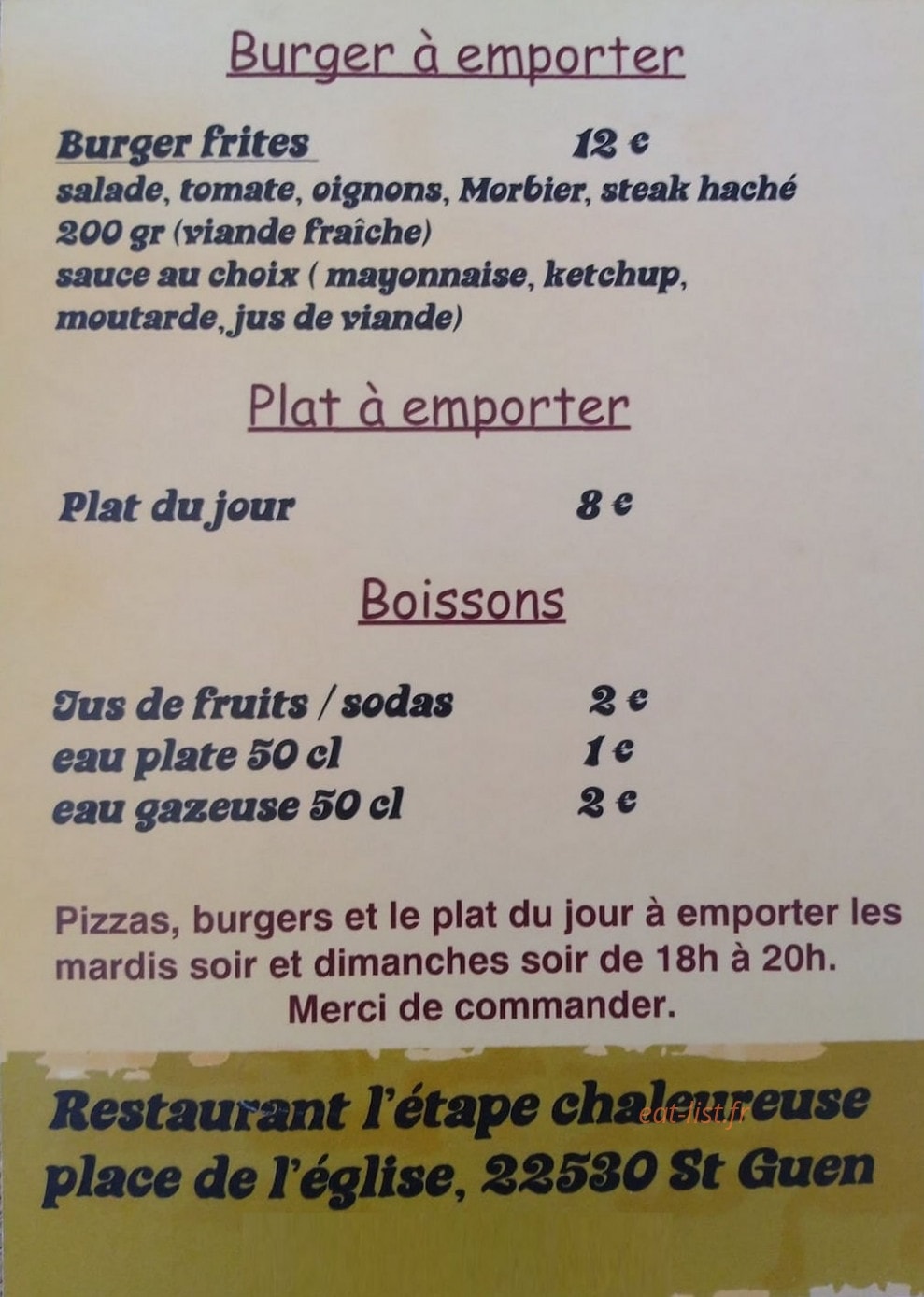 L'étape chaleureuse — carte page 2