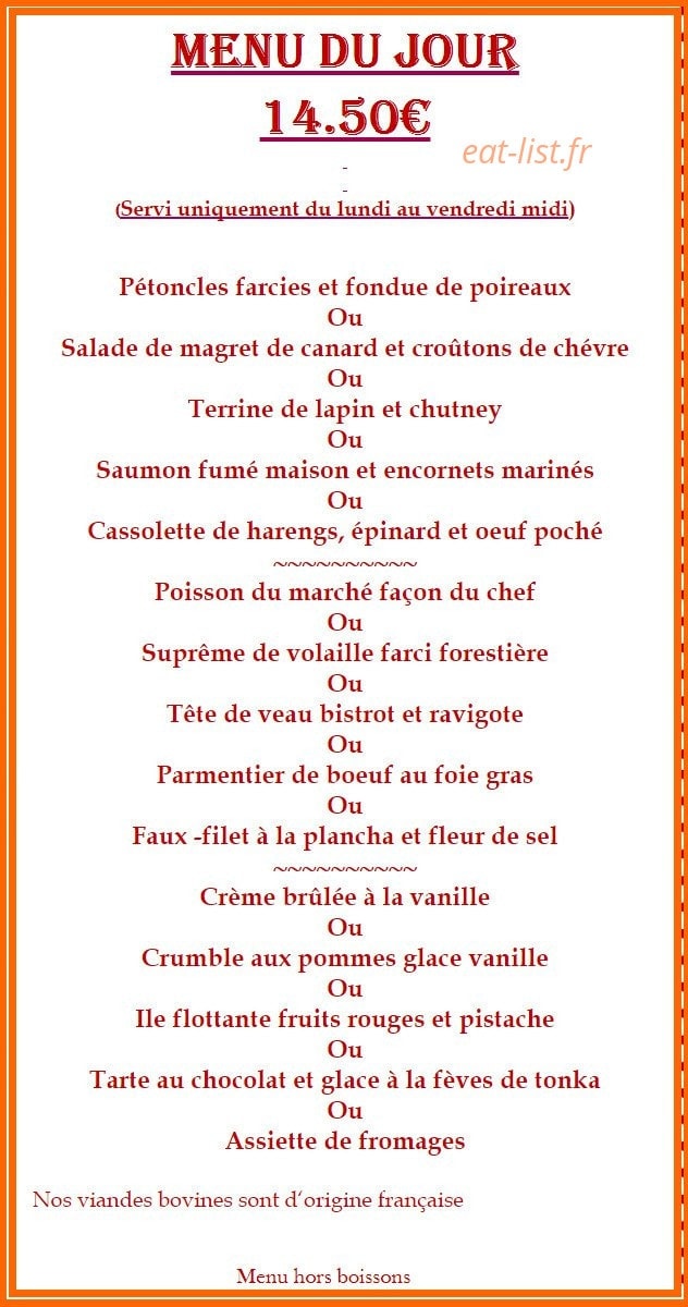 Auberge du Manoir — carte page 1