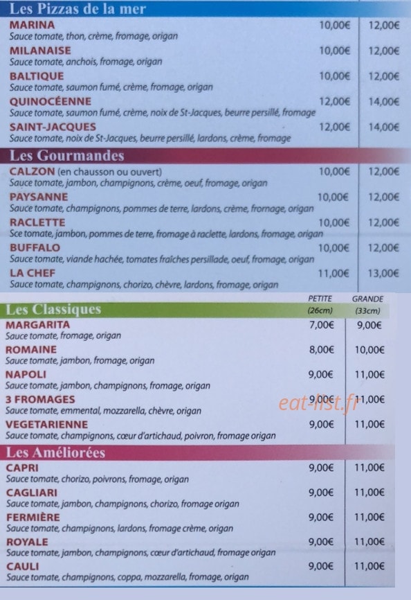 Pizza Cauli — carte page 1