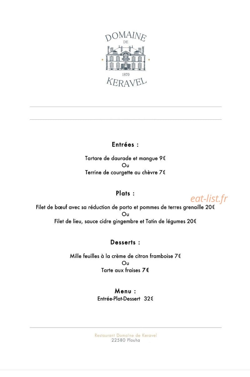 Restaurant La Terrasse De Keravel — carte page 1