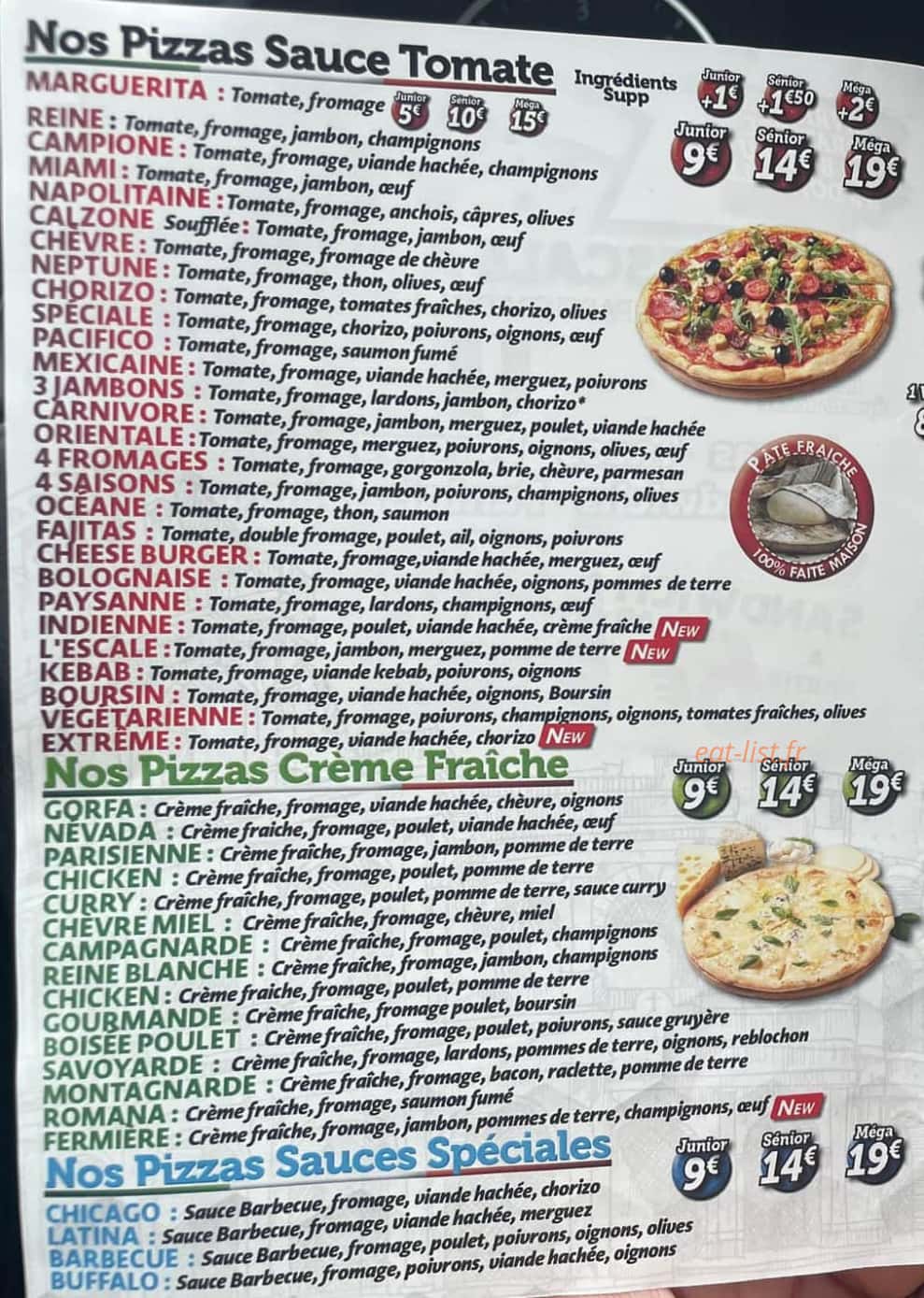 L'Escale à Pizza — carte page 2