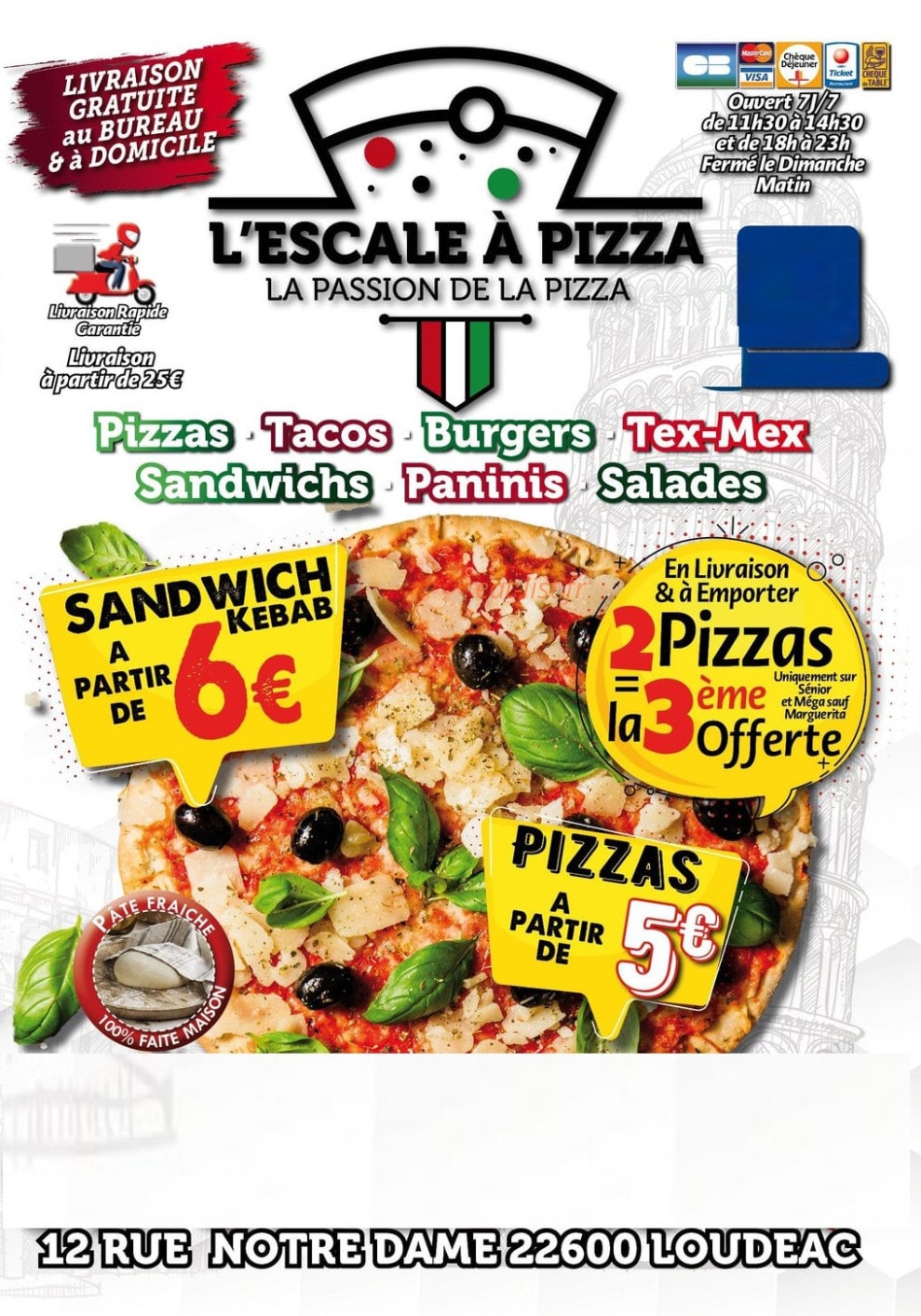 L'Escale à Pizza — carte page 1