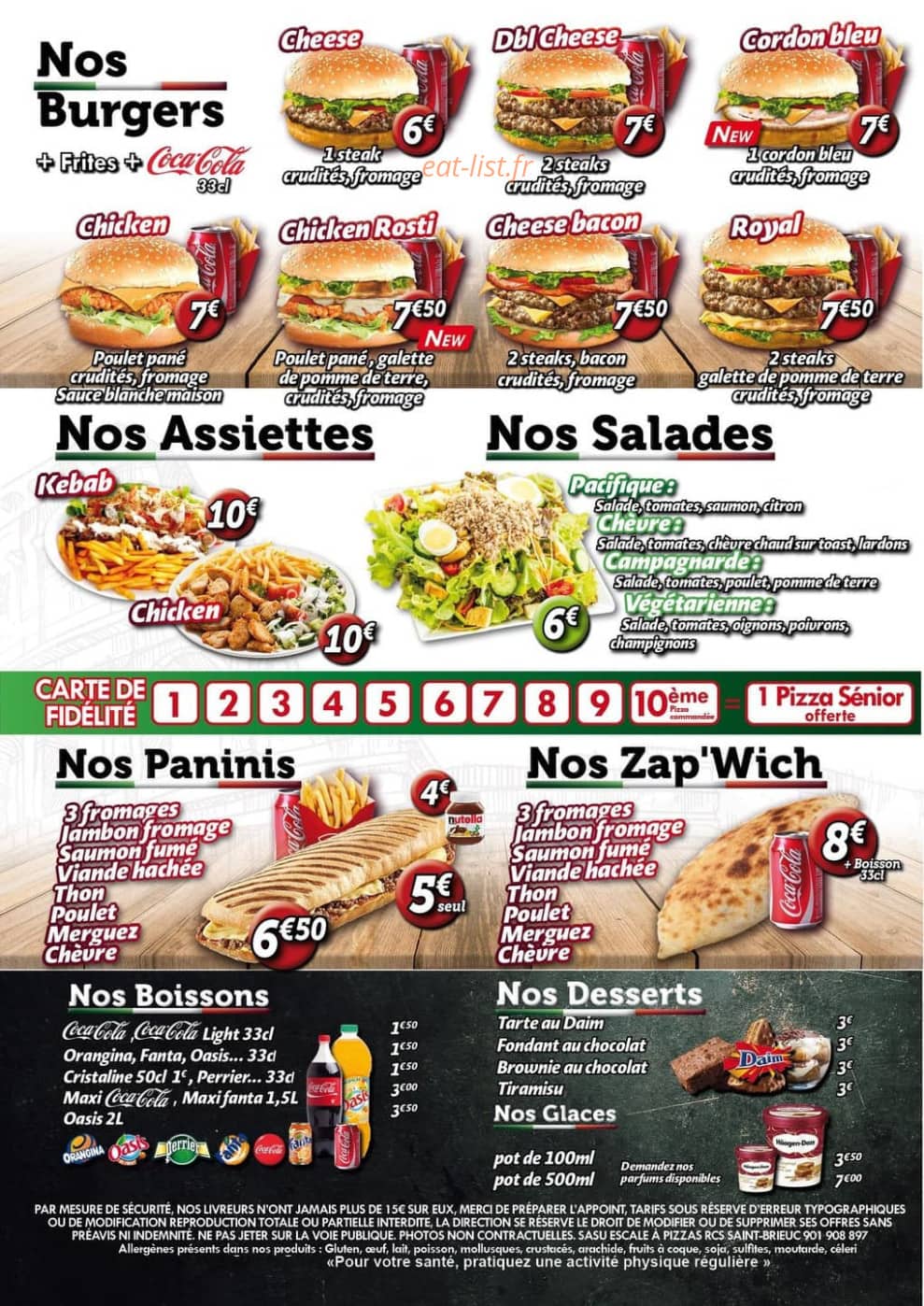 L'Escale à Pizza — carte page 3