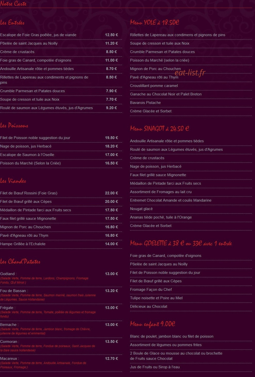 La Bisquine — carte page 1