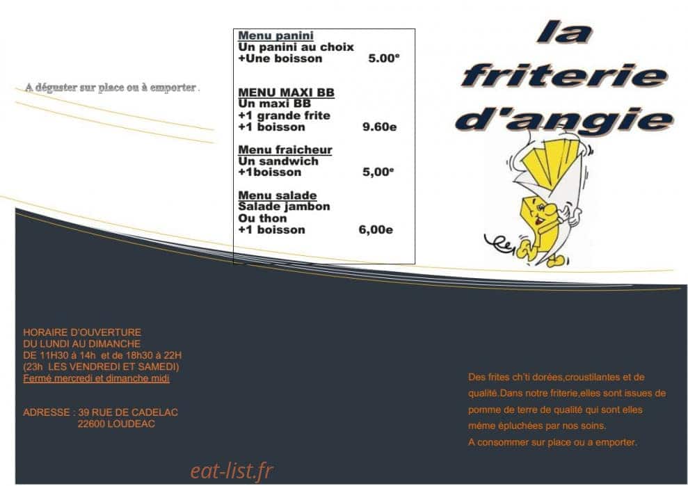 La friterie d'angie — carte page 1