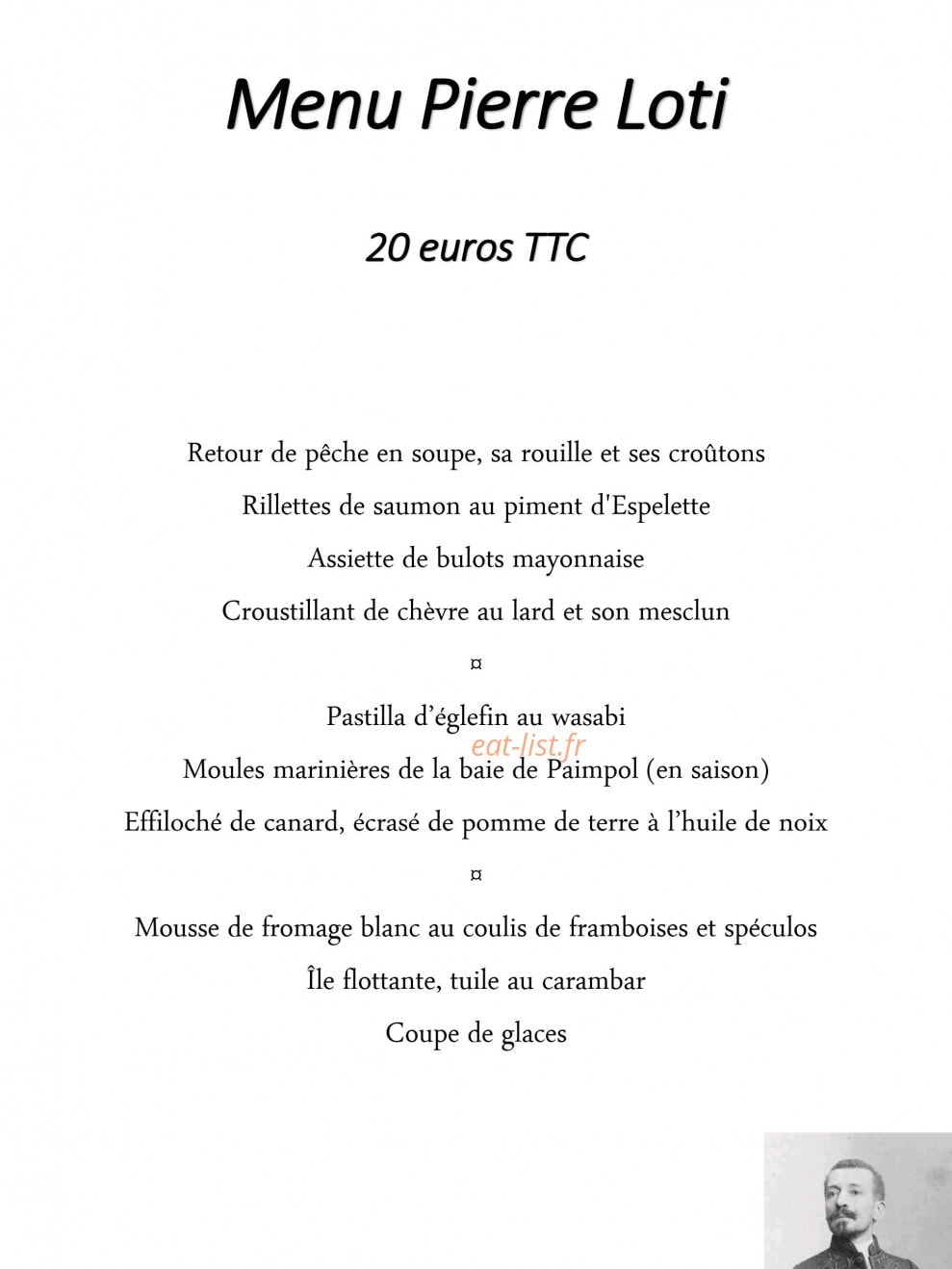 Restaurant Bocher — carte page 1