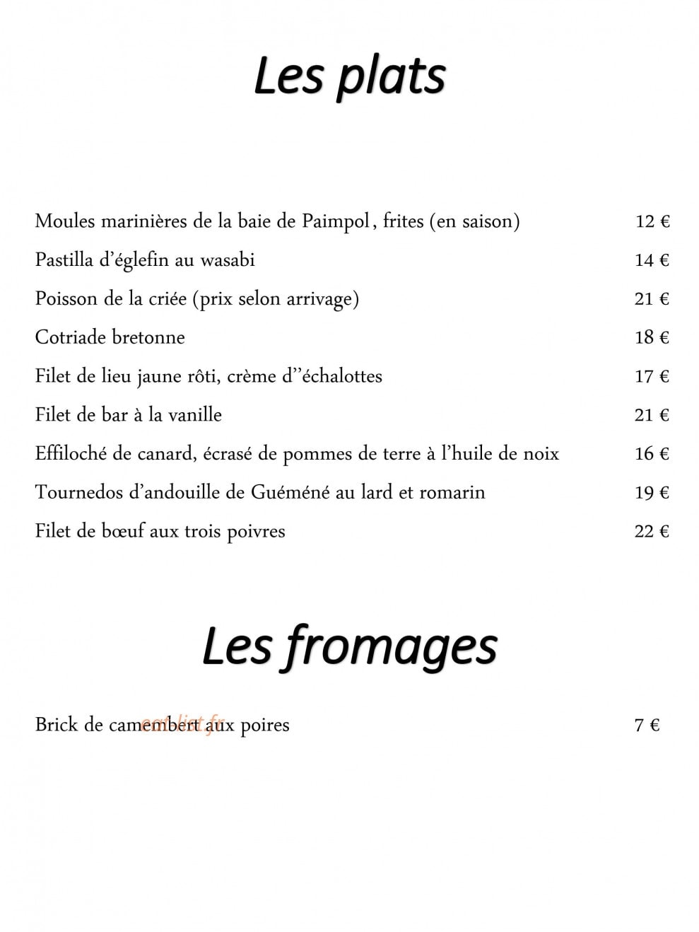Restaurant Bocher — carte page 5