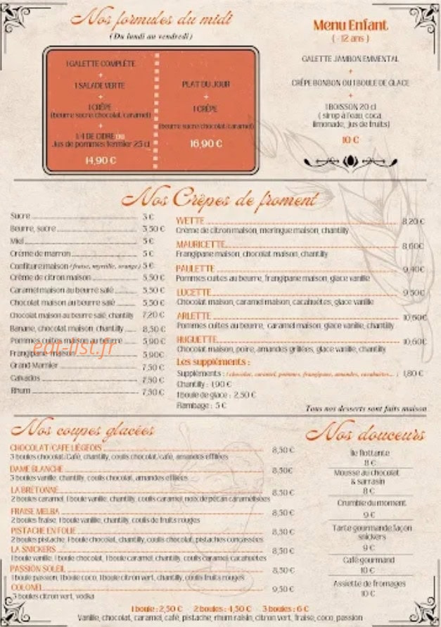 Crêperie-Grill Chez Jeannine — carte page 1