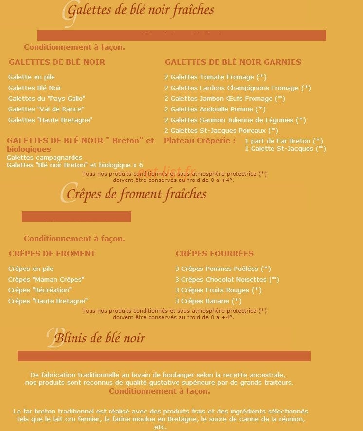 Les Galettes Bertel — carte page 1