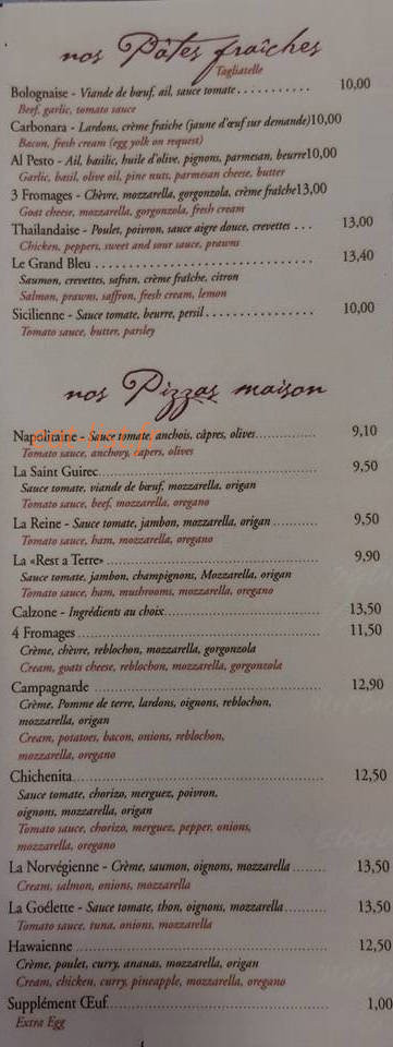 Au Rest a Terre — carte page 1