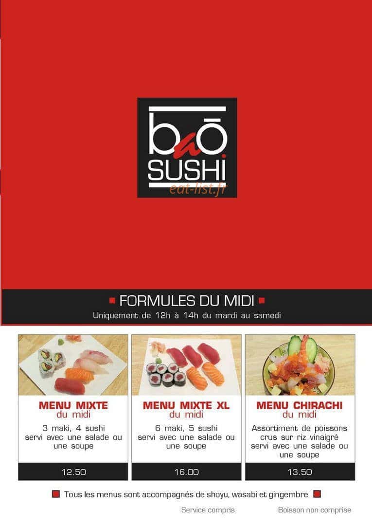 Bao Sushi — carte page 1