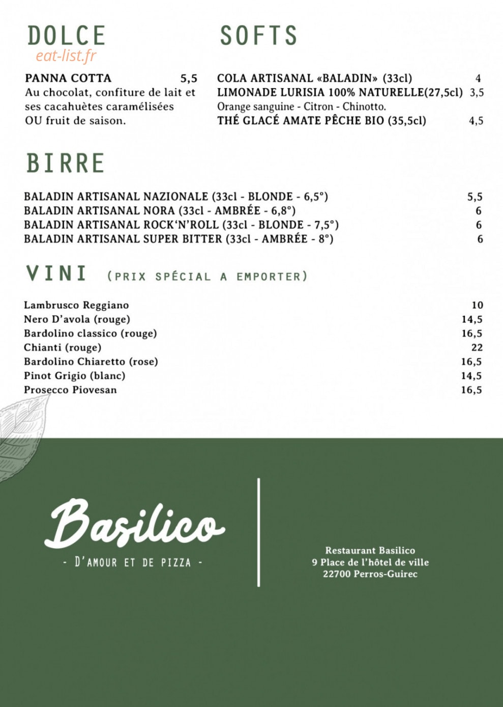 Basilico — carte page 2