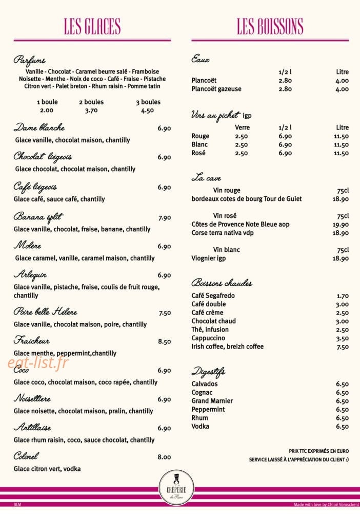 Creperie Du Ranolien — carte page 3