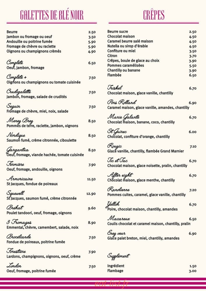 Creperie Du Ranolien — carte page 2