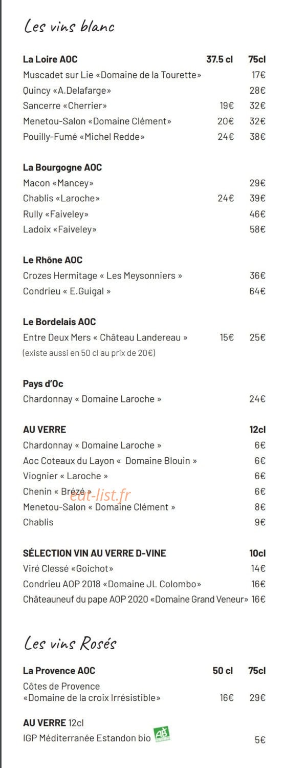La Table de la Villa — carte page 10