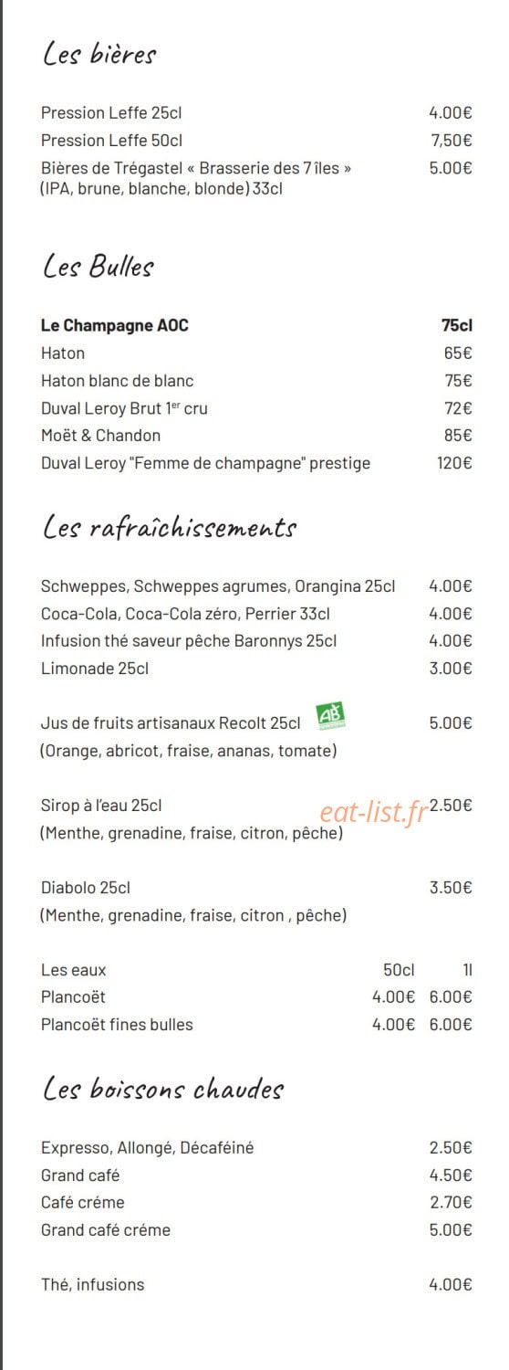 La Table de la Villa — carte page 9