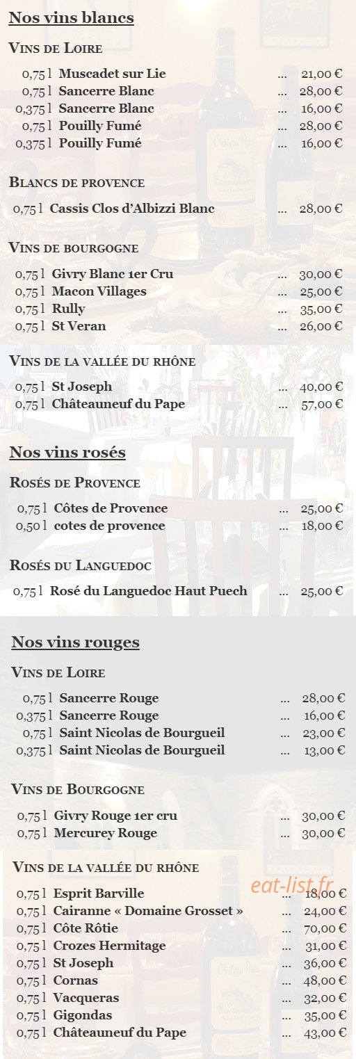 Auberge de la Vieille Eglise — carte page 5