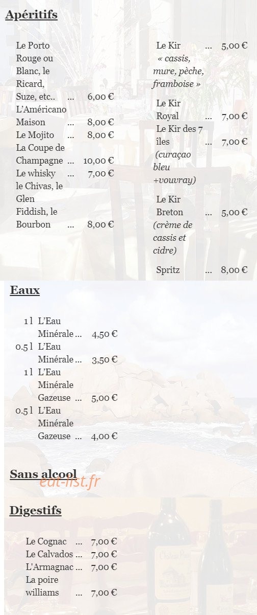 Auberge de la Vieille Eglise — carte page 4