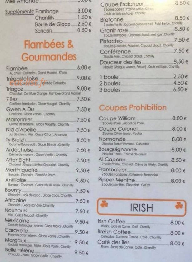 Restaurant sucré salé — carte page 8