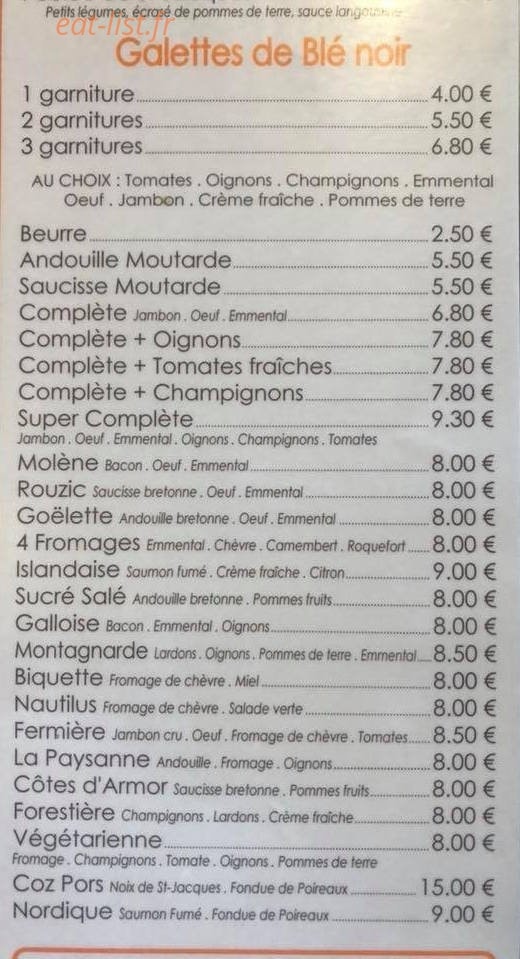 Restaurant sucré salé — carte page 9