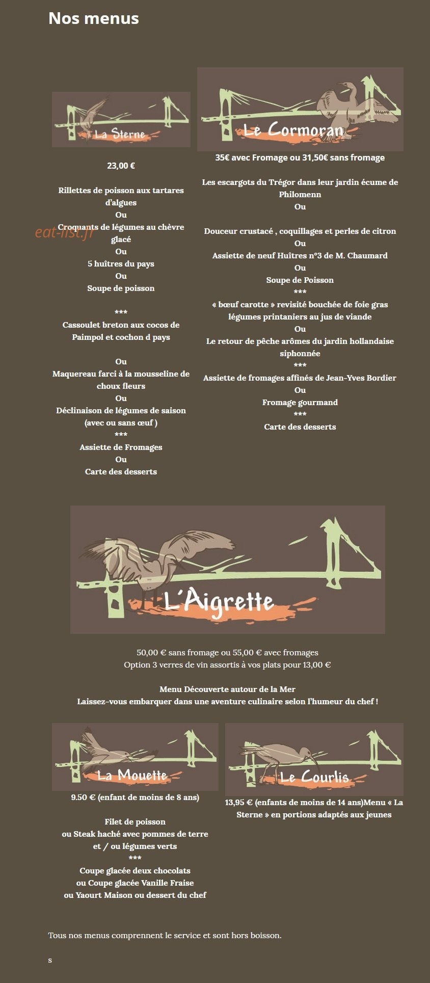 Auberge du Trieux — carte page 1