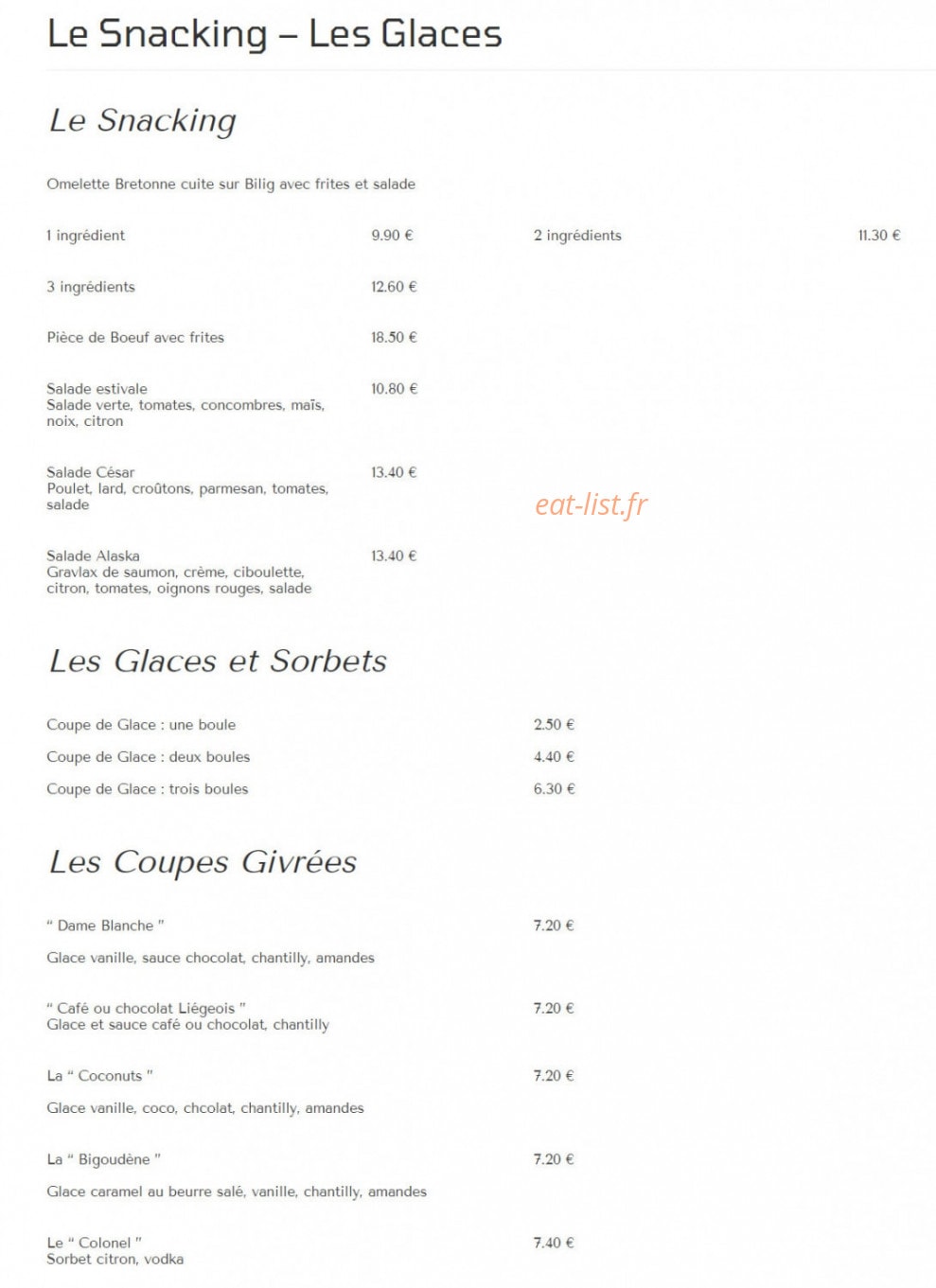Crêperie des Bains — carte page 3