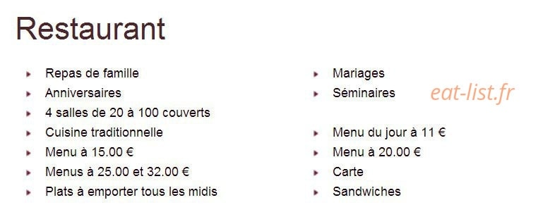 Bar Restaurant De La Vallée — carte page 1