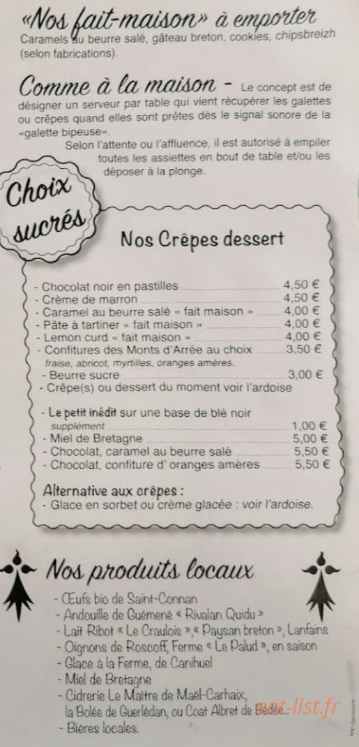 Crêperie Ty-Ann — carte page 3