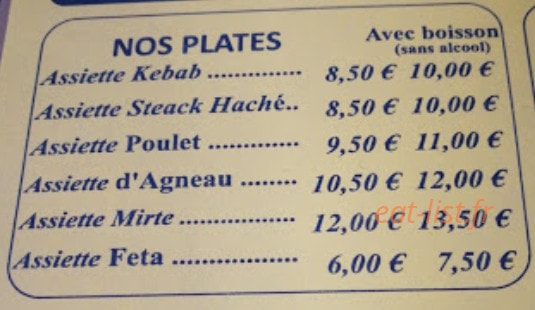 Istanbul Kebab — carte page 1