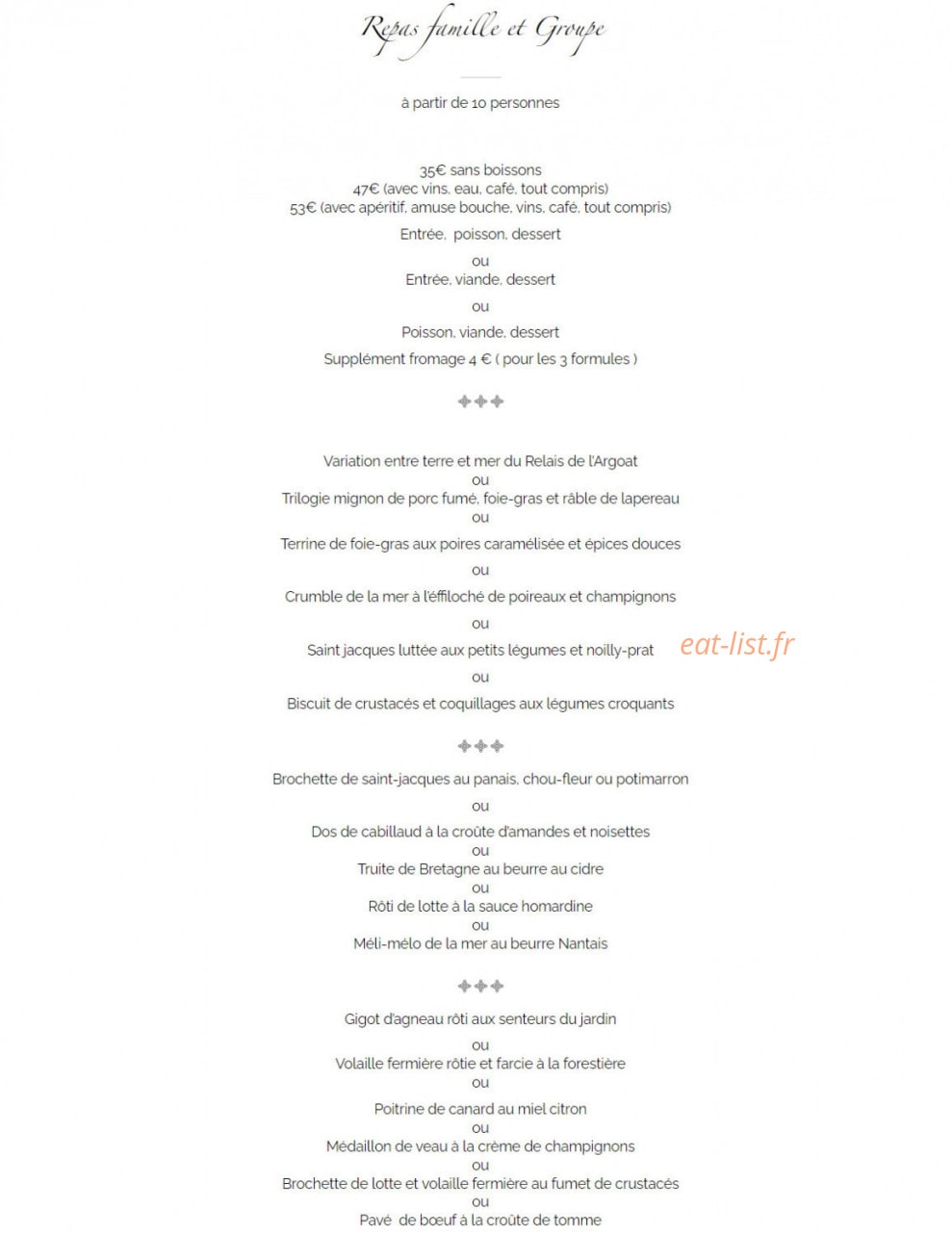 Le Relais de l'Argoat — carte page 1