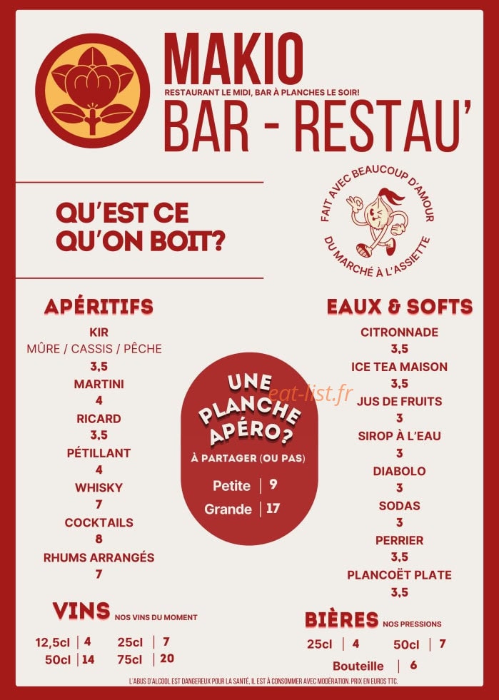 Makio Bar — carte page 2