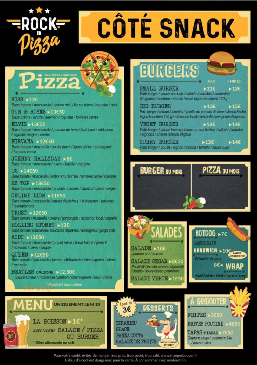 Rock'n pizza — carte page 1