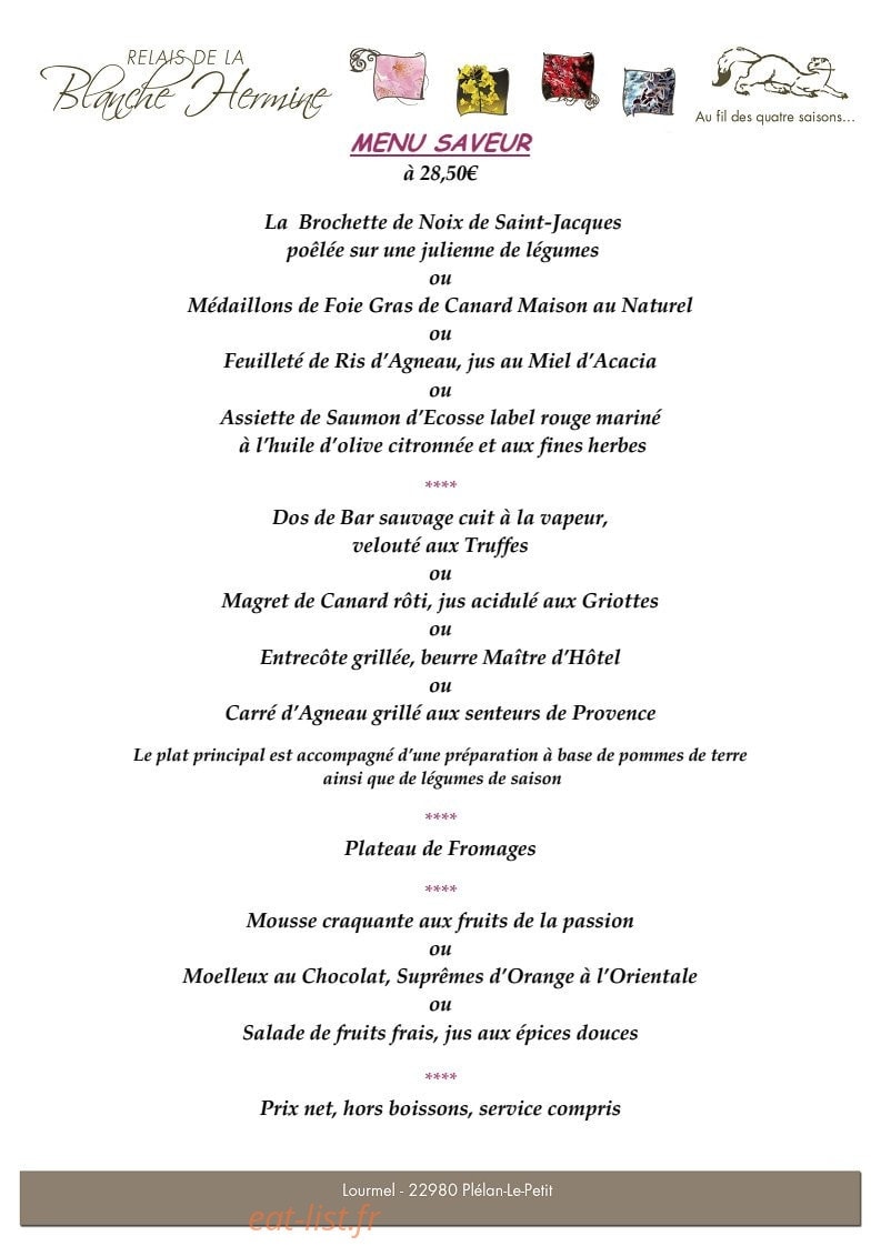Le Relais de la Blanche Hermine — carte page 4