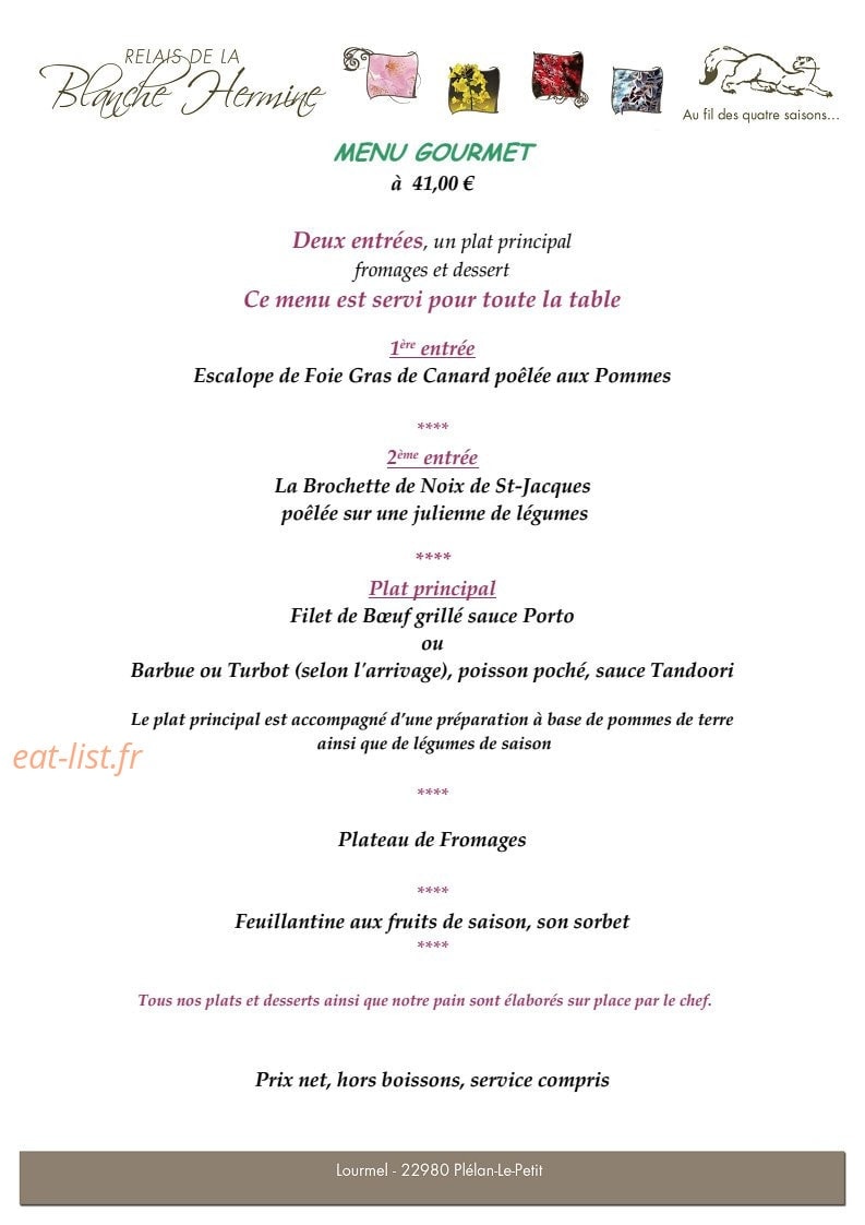 Le Relais de la Blanche Hermine — carte page 5