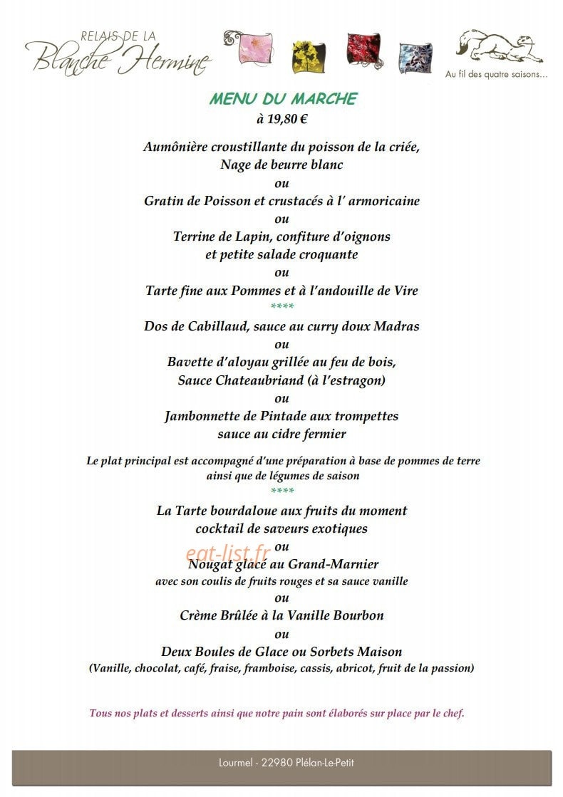 Le Relais de la Blanche Hermine — carte page 2