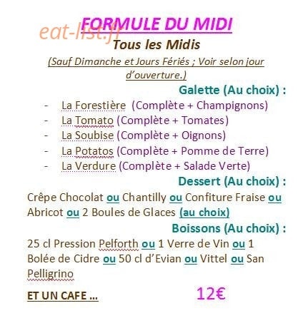 Crêperie Sucré Salé — carte page 1