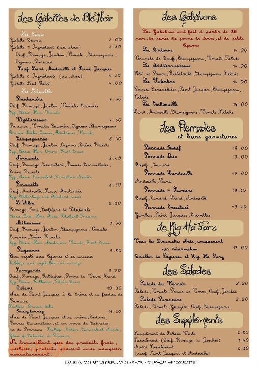Crêperie Sucré Salé — carte page 3